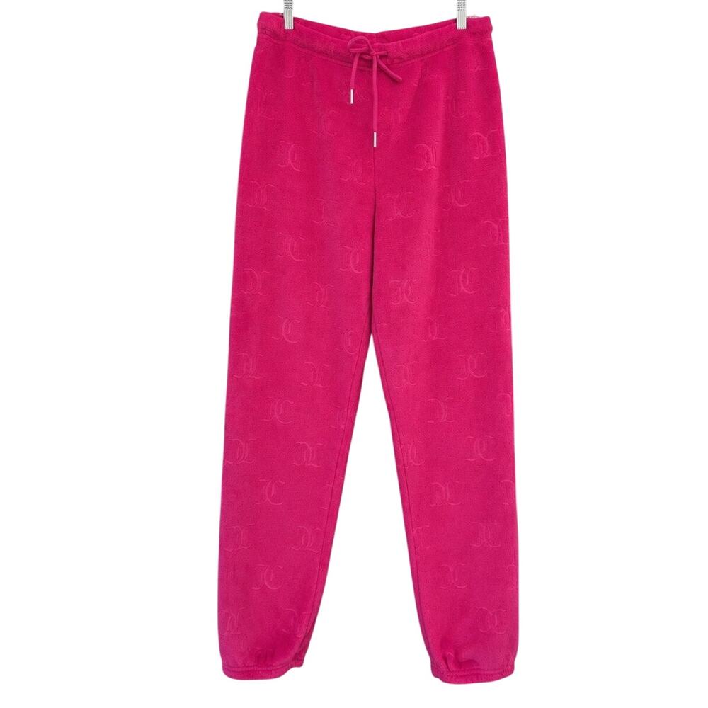 Juicy Couture Pink Velour Embossed Logo Sweatpants Y2K Size Large (L)